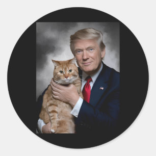 Adesivo Redondo Donald Trump E Cat Engraçados Trump E Cat
