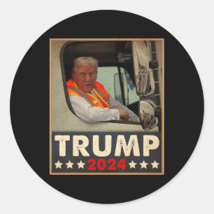 Adesivo Redondo Donald Trump Em Garbage Truck Team Garbage Para Tr