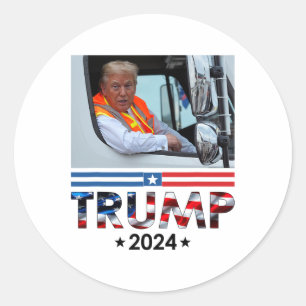 Adesivo Redondo Donald Trump Em Garbyge Truck Team Garge For Trump