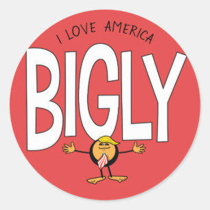Adesivo Redondo Donald Trump Emoji - Eu Amo a América Bigly