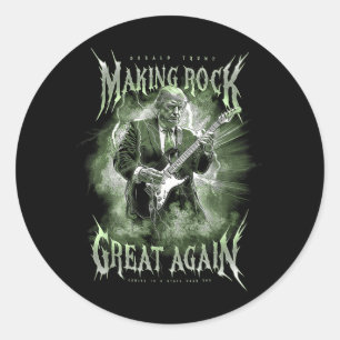 Adesivo Redondo Donald Trump Fazer Rock Music Excelente Novamente 