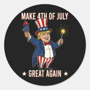 Adesivo Redondo Donald Trump Fireworks Faz 4 De Julho De Novo