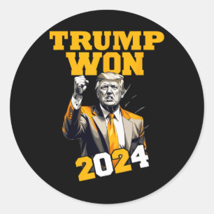 Adesivo Redondo Donald Trump Ganhou Inauguração da Eleição de 2024