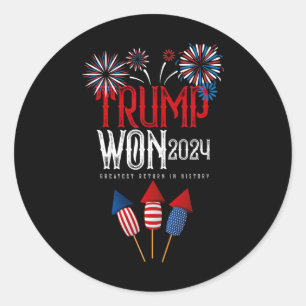 Adesivo Redondo Donald Trump Ganhou Inauguração da Eleição de 2024