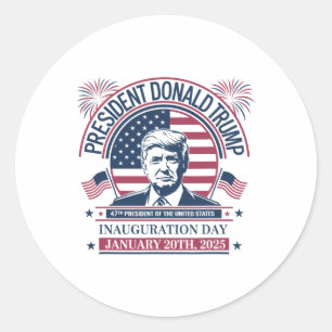 Adesivo Redondo Donald Trump ganhou o 47.º Presidente - 2024 Potus