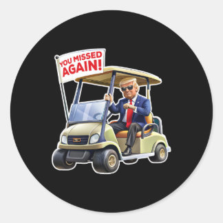 Adesivo Redondo Donald Trump Golf Cart