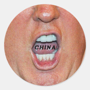 Adesivo Redondo Donald Trump gritando "China"