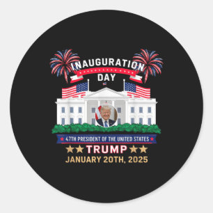 Adesivo Redondo Donald Trump Inauguration Day 2025 47th Presidente