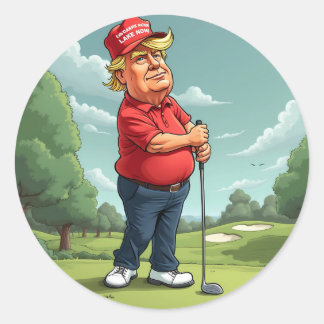 Adesivo Redondo Donald Trump joga golfe