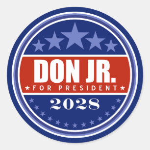 Adesivo Redondo Donald Trump Jr. Presidente 2028