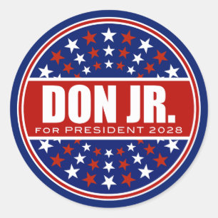 Adesivo Redondo Donald Trump Jr. Presidente 2028