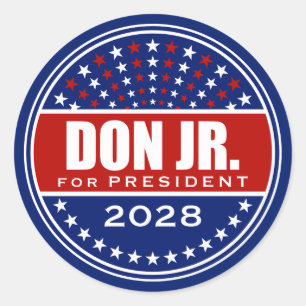 Adesivo Redondo Donald Trump Jr. Presidente 2028