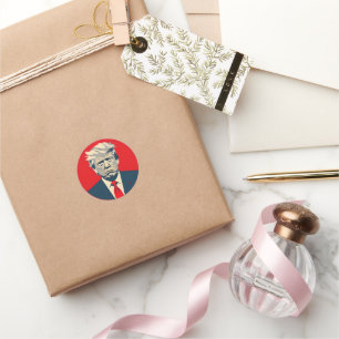 Adesivo Redondo Donald Trump MAGA Red & Marinho Sticker
