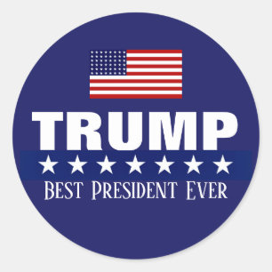 ADESIVO REDONDO DONALD TRUMP MELHOR PRESIDENTE NUNCA STICKER