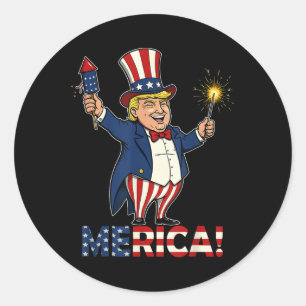 Adesivo Redondo Donald Trump Merica 4 De Julho Fireworks Patrioti