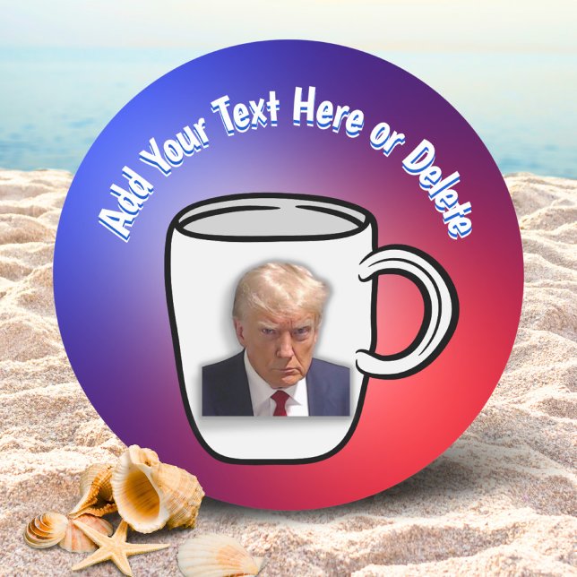 Adesivo Redondo Donald Trump Mug Memória Adicione Seu Texto Azul V (Criador carregado)