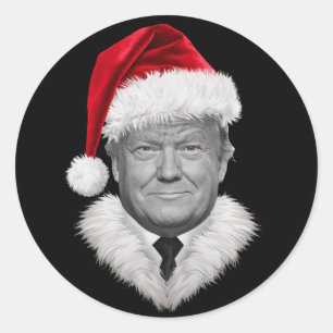Adesivo Redondo Donald Trump Natal Engraçado Dom do Papai Noel