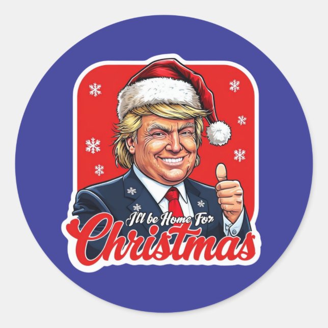 Adesivo Redondo Donald Trump Natal Papai Noel Art (Frente)