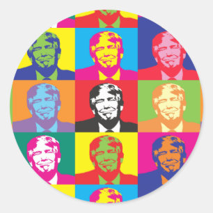 Adesivo Redondo Donald Trump Pop Art Round Sticker