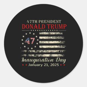 Adesivo Redondo Donald Trump Presidente Dia da Inauguração 2025
