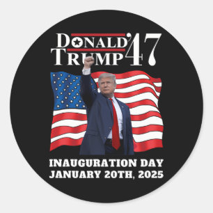 Adesivo Redondo Donald Trump Presidente Inauguração Dia 2025 Victo