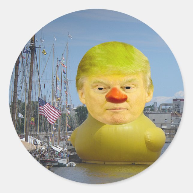 Adesivo Redondo Donald Trump Rubber Yellow Duck Round Sticker (Frente)