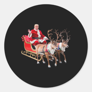 Adesivo Redondo Donald Trump Santa Claus Sleigh Natal Usa