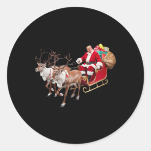 Adesivo Redondo Donald Trump Santa Claus Sleigh Natal Usa