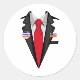 Adesivo Redondo Donald Trump Suit E Tie Halloween Costume