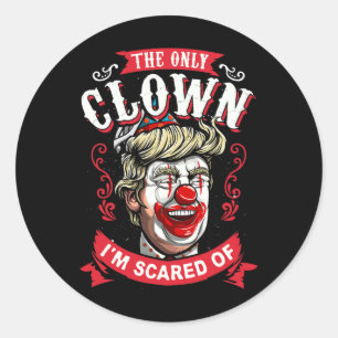 Adesivo Redondo Donald Trump T Shirt Engraçado Palhaço Resiste Mul