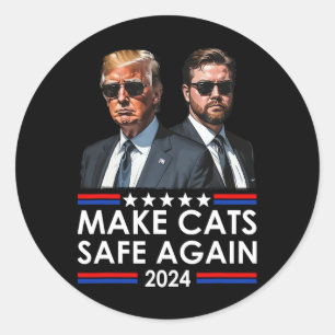Adesivo Redondo Donald Trump Torna os Gatos Seguros Novamente 2024