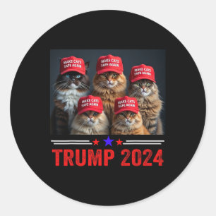 Adesivo Redondo Donald Trump Torna os Gatos Seguros Novamente Chap