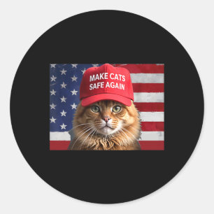 Adesivo Redondo Donald Trump Torna Os Gatos Seguros Novamente Red