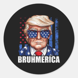 Adesivo Redondo Donald Trump Usa American Flag Encantado