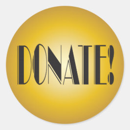 Adesivo Redondo Donate, arrecadação de fundos, ouro elegante.