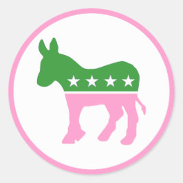 Adesivo Redondo Donkey democrático rosa e verde