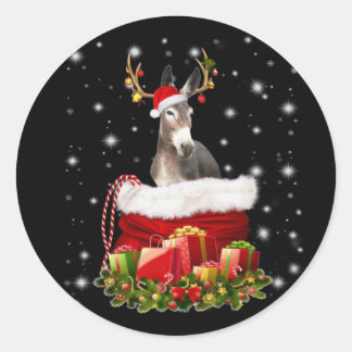 Adesivo Redondo Donkey Lover Gift | Feliz Donkey Feliz Natal
