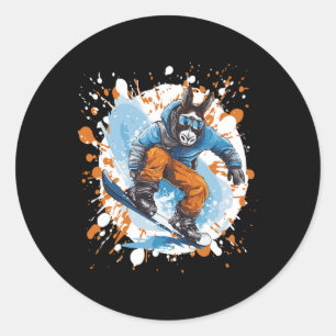 Adesivo Redondo Donkey Snowboard Animal Snowboard