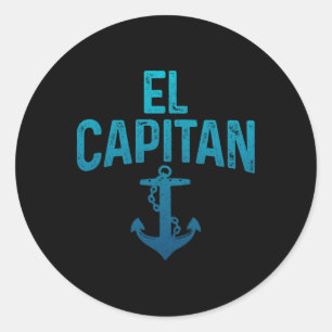 Adesivo Redondo Dono de Barco El Capitan Capitão da Pontão Boatin
