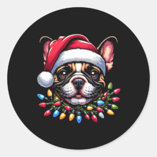 Adesivo Redondo Dono de Cachorro Natal Homens Mulheres Bulldog Fra