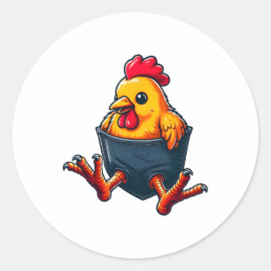 Adesivo Redondo Dono de Frango Bolso de Galinha Dono de Aves Comun
