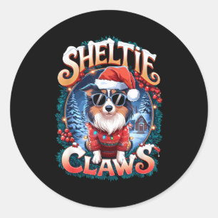 Adesivo Redondo Dono de Shetland Sheepdog Fantasia Sheltie Garras