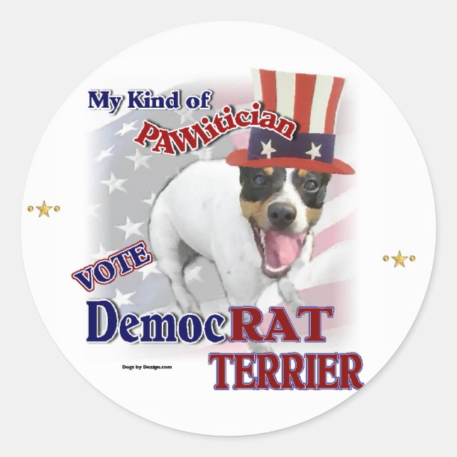 Adesivo Redondo Dons de RAT TERRIER (Frente)