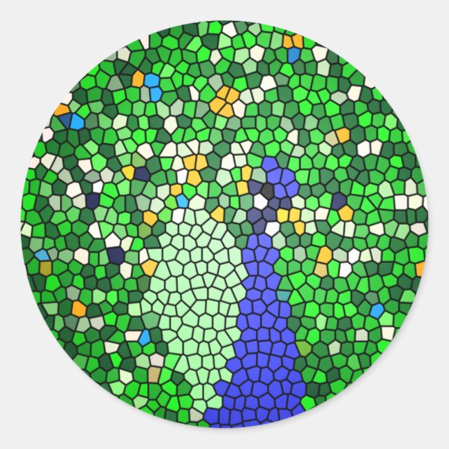 Adesivo Redondo Dons impressionantes de mosaico Peacock personaliz (Frente)