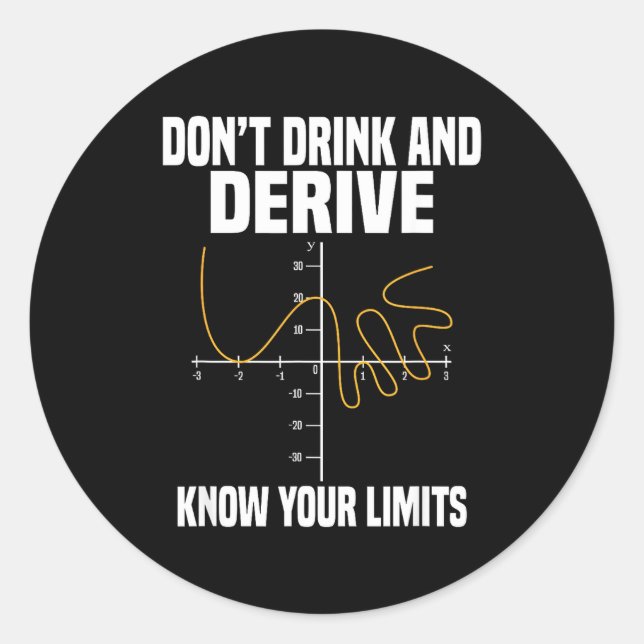 Adesivo Redondo Dont Drink And Derive And Know Your Limit  (Frente)