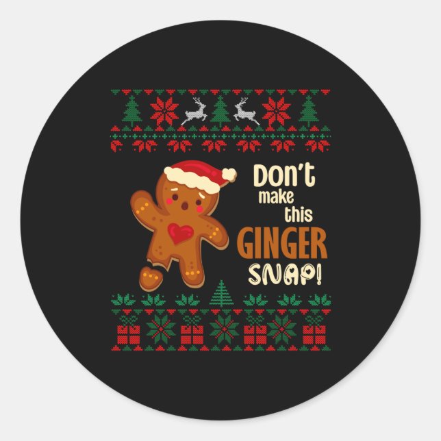 Adesivo Redondo Don't Make This Ginger Snap Redhead Ugly Christmas (Frente)