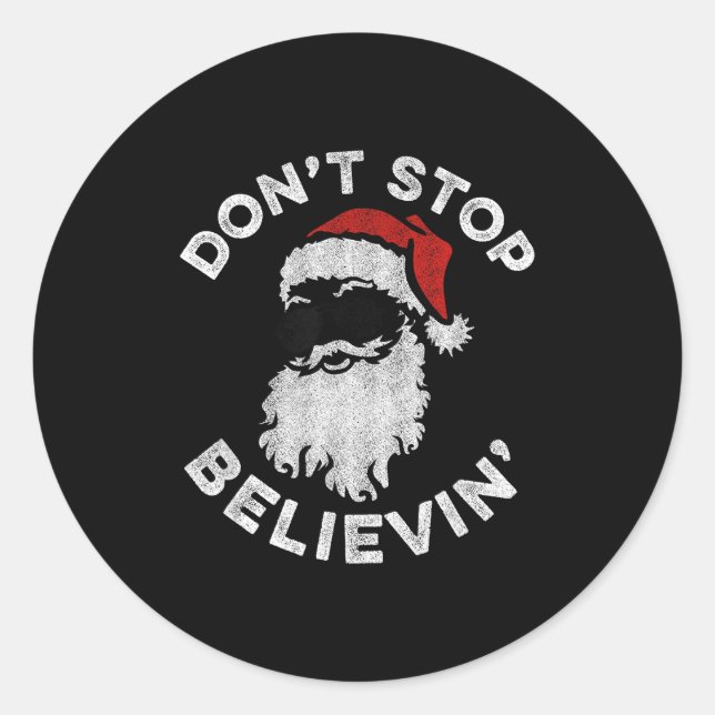 Adesivo Redondo Don't Stop Believin' Cool Shades Santa  (Frente)