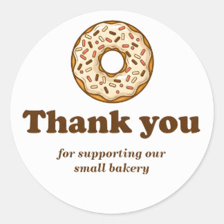 Adesivo Redondo Donut Brown Bakery Thank You Sticker
