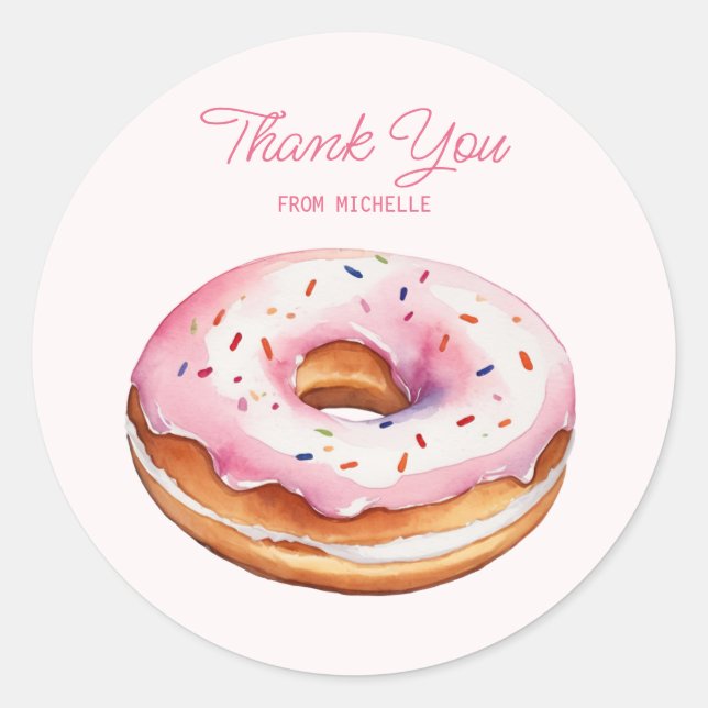 Adesivo Redondo Donut de Aquarela Personalizado (Frente)
