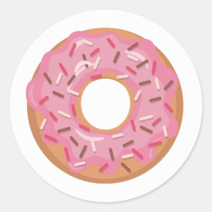 Adesivo Redondo Donut Rosa Gelado Com Confeitos